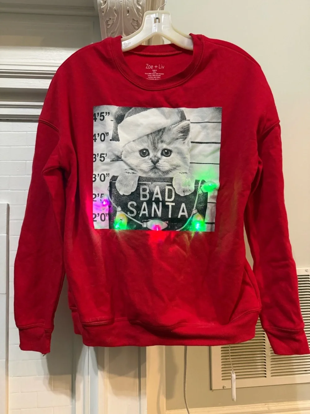 Zoe + Liv Red Kitten 'Bad Santa' Graphic Holiday Sweatshirt